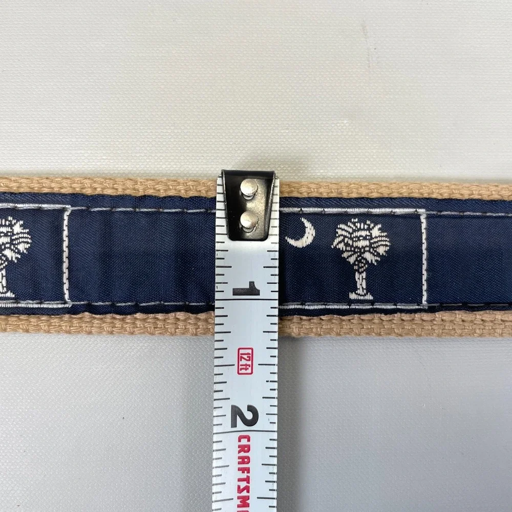ZEP-PRO Belt Mens 40 Navy Fabric Leather South Carolina Palmetto Brass - USA